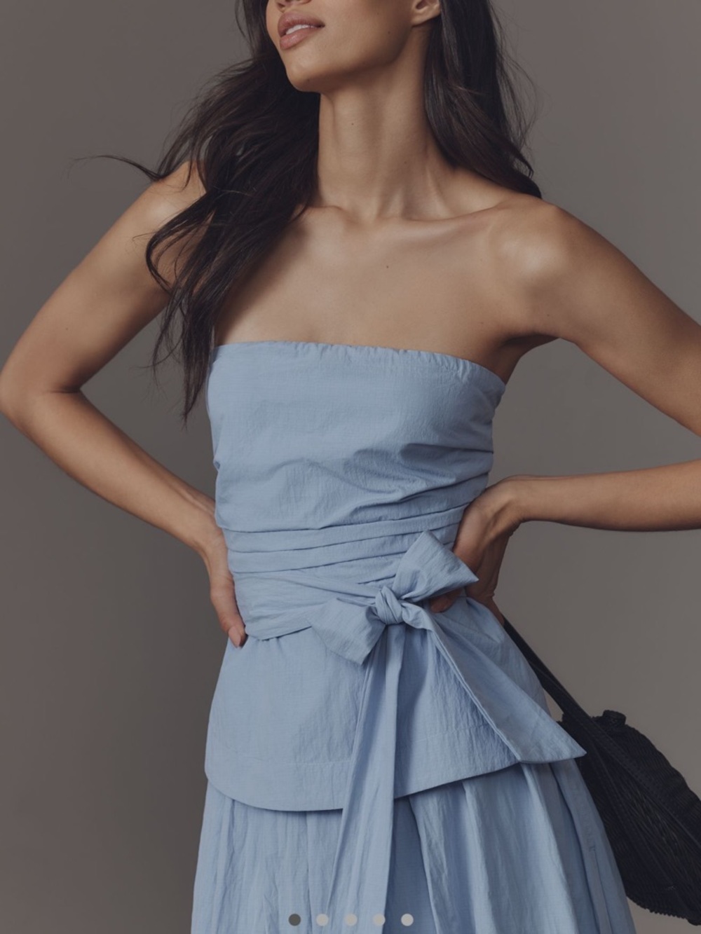 Anthropologie - &.Layered Light Blue Strapless Tie-Waist Top